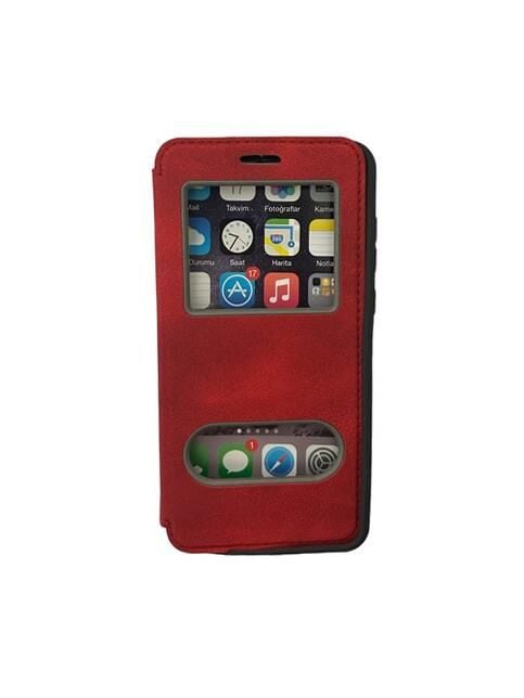 Jopus P20 ile Uyumlu Premium Kapaklı Kılıf Kırmızı