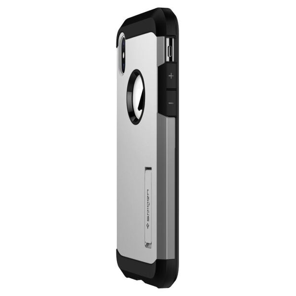 Spigen iPhone X ile Uyumlu Kılıf Tough Armor Satin Silver