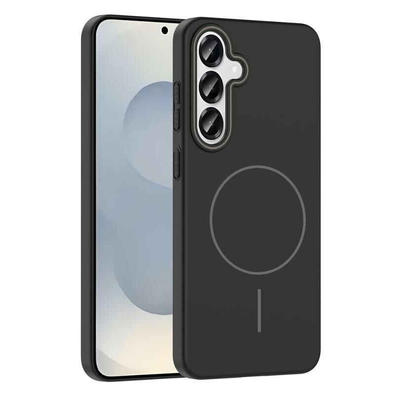 Zore Galaxy S24 ile Uyumlu Kılıf M-safe Şarj Özellikli Ruby Sert Kapak Siyah