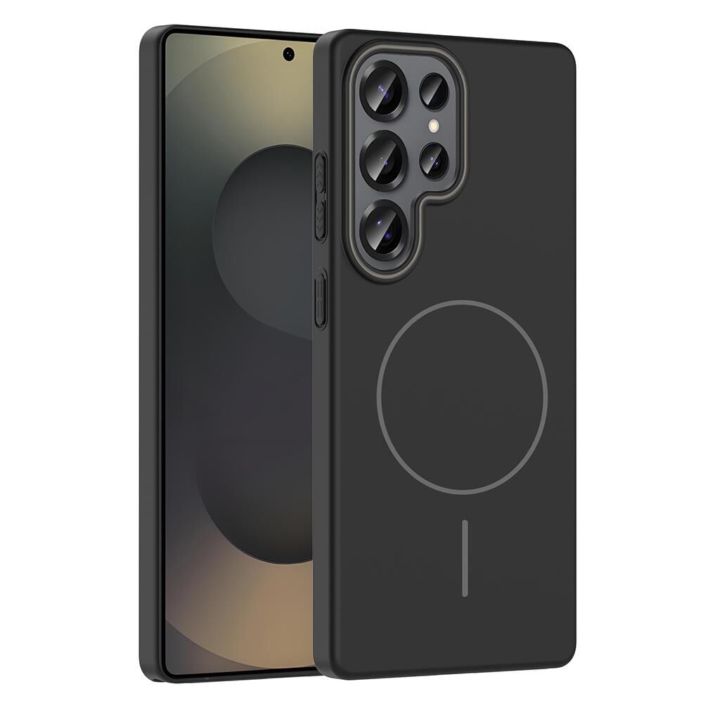 Zore Galaxy S25 Ultra ile Uyumlu Kılıf M-safe Şarj Özellikli Ruby Sert Kapak Siyah