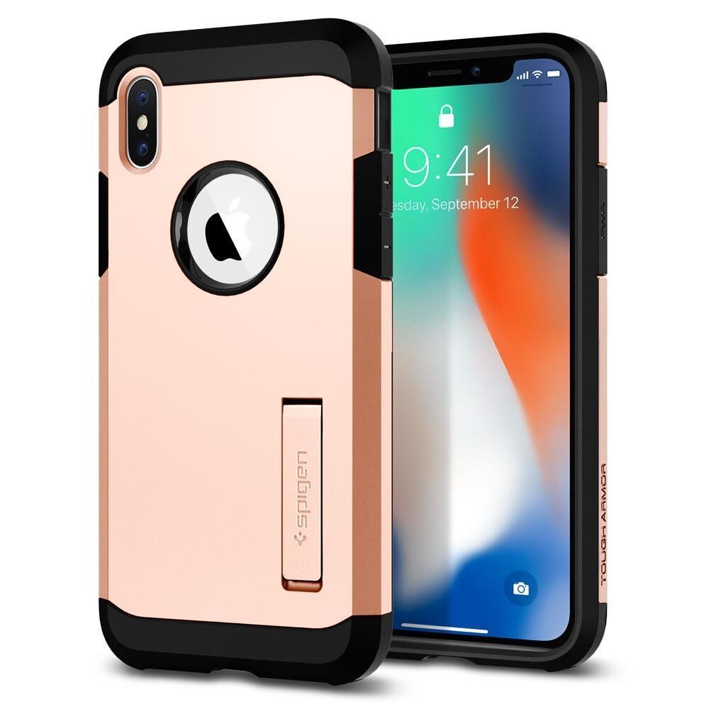 Spigen iPhone X ile Uyumlu Kılıf Tough Armor Blush Gold