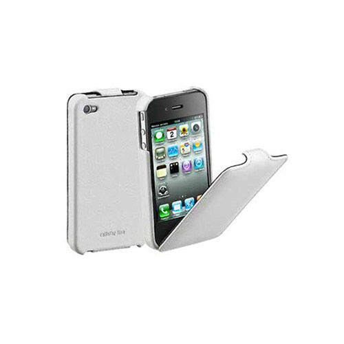 Cellular Line iPhone 4S/4 ile Uyumlu Flap Mıknatıssız Deri Kılıf Beyaz FLAPIPHONE4W (Out)