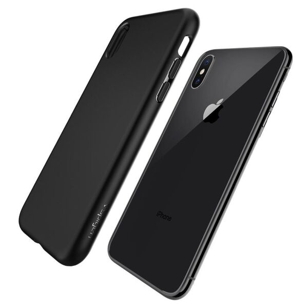 Spigen iPhone X ile Uyumlu Kılıf Liquid Crystal 4 Tarafı Kapalı Matte Black