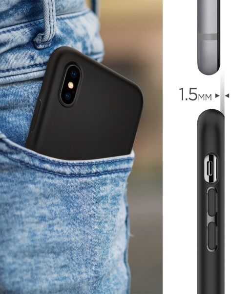Spigen iPhone X ile Uyumlu Kılıf Liquid Crystal 4 Tarafı Kapalı Matte Black