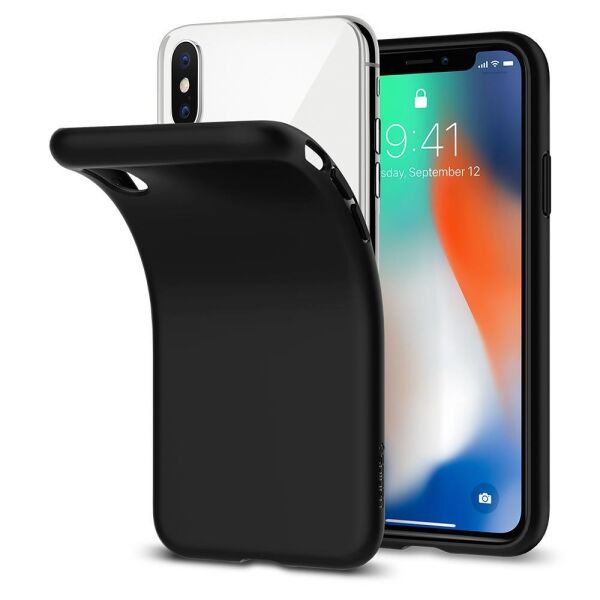 Spigen iPhone X ile Uyumlu Kılıf Liquid Crystal 4 Tarafı Kapalı Matte Black