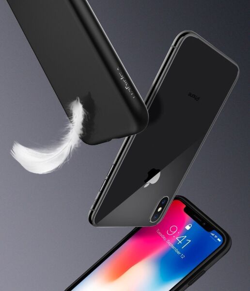 Spigen iPhone X ile Uyumlu Kılıf Liquid Crystal 4 Tarafı Kapalı Matte Black