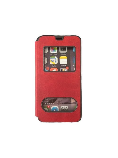 Jopus Venus V5 ile Uyumlu Premium Kapaklı Kılıf Kırmızı