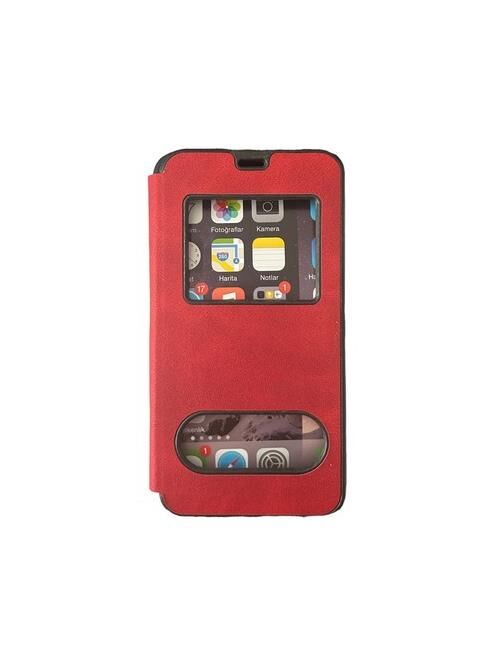 Jopus Venus V5 ile Uyumlu Premium Kapaklı Kılıf Kırmızı