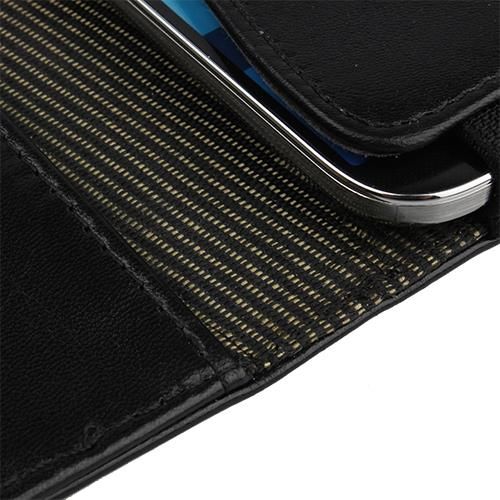 Galaxy S3 Mini i8190 ile Uyumlu Yan Kapaklı Cüzdanlı Kart Bölmeli Deri Kılıf Siyah Renk