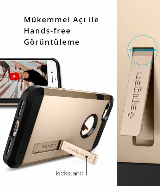 Spigen iPhone 7/8 ile Uyumlu Kılıf Tough Armor 2 Champagne Gold