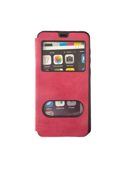 Jopus Venus V6 ile Uyumlu Premium Kapaklı Kılıf Pembe