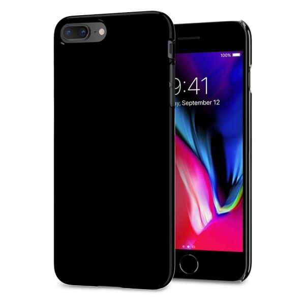 Spigen iPhone 8 Plus ile Uyumlu Kılıf Thin Fit Ultra İnce Jet Black
