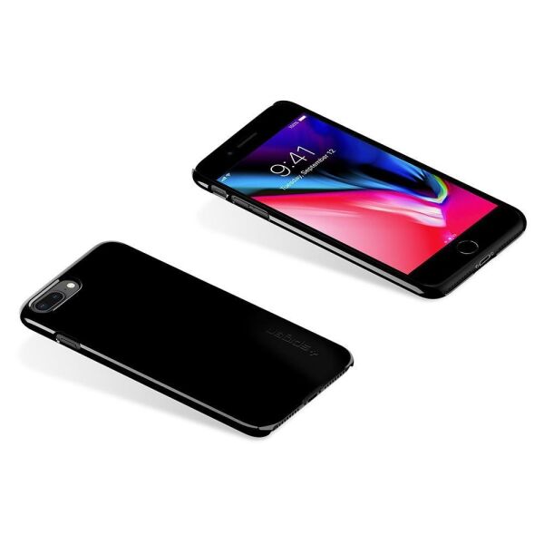 Spigen iPhone 8 Plus ile Uyumlu Kılıf Thin Fit Ultra İnce Jet Black