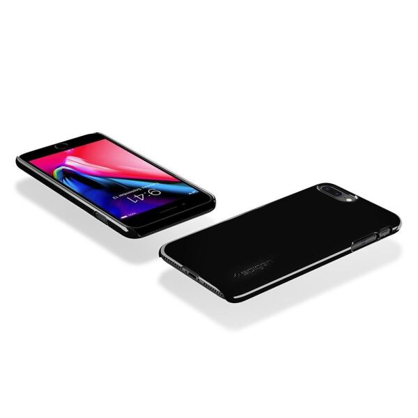 Spigen iPhone 8 Plus ile Uyumlu Kılıf Thin Fit Ultra İnce Jet Black
