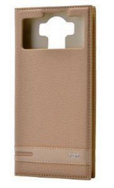 Zore V10 ile Uyumlu Elite Serisi Pencereli Kapaklı Kılıf Gold