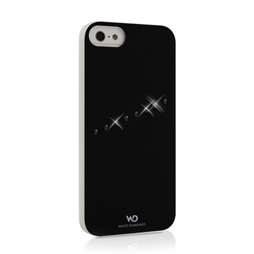White Diamonds iPhone SE/5S/5 ile Uyumlu Swarovski Sash Desenli Kılıf Siyah (Out)