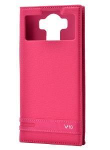 Zore V10 ile Uyumlu Elite Serisi Pencereli Kapaklı Kılıf -Pembe