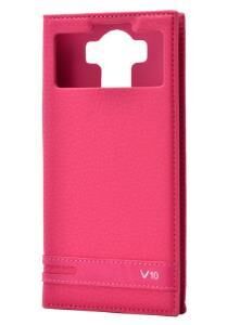 Zore V10 ile Uyumlu Elite Serisi Pencereli Kapaklı Kılıf -Pembe