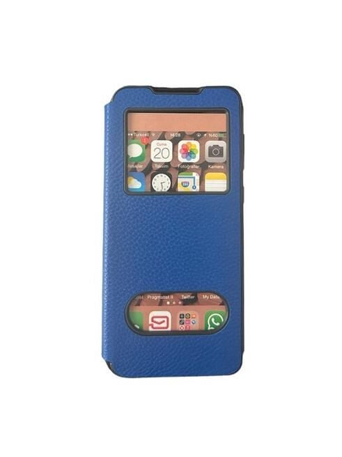 Jopus Galaxy A02 ile Uyumlu Premium Kapaklı Kılıf Mavi