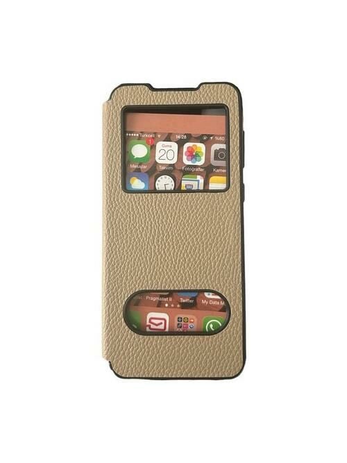 Jopus Galaxy A02 ile Uyumlu Premium Kapaklı Kılıf Gold