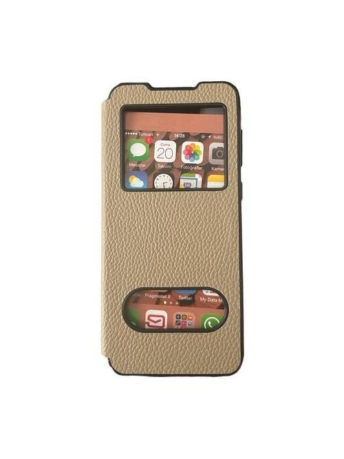 Jopus Galaxy A02 ile Uyumlu Premium Kapaklı Kılıf Gold