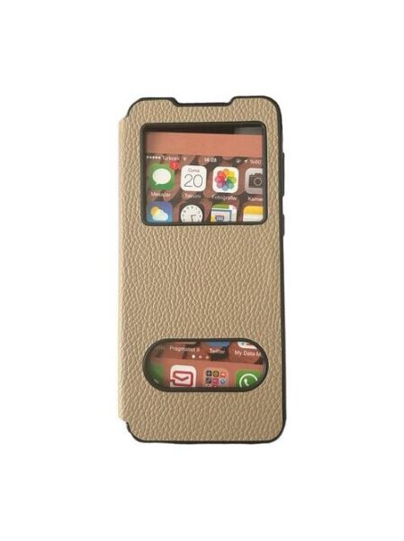 Jopus Galaxy A02 ile Uyumlu Premium Kapaklı Kılıf Gold