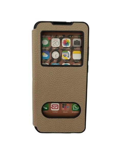 Jopus Galaxy A02s ile Uyumlu Premium Kapaklı Kılıf Gold