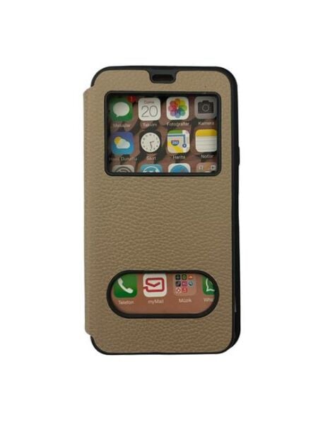 Jopus Galaxy J7 2016 ile Uyumlu Premium Kapaklı Kılıf Gold