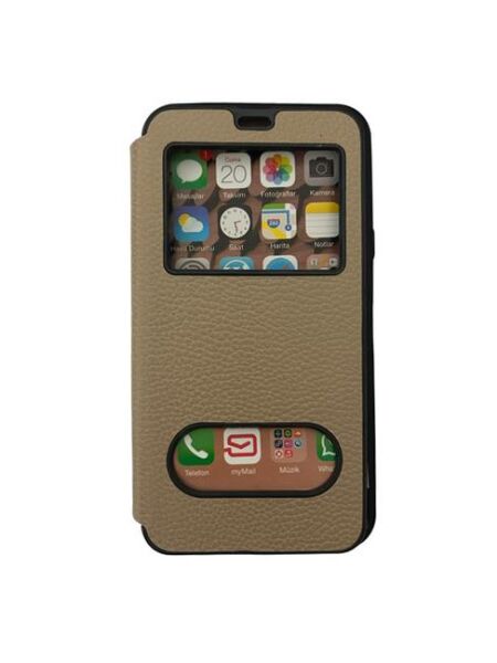 Jopus Galaxy J7 2016 ile Uyumlu Premium Kapaklı Kılıf Gold