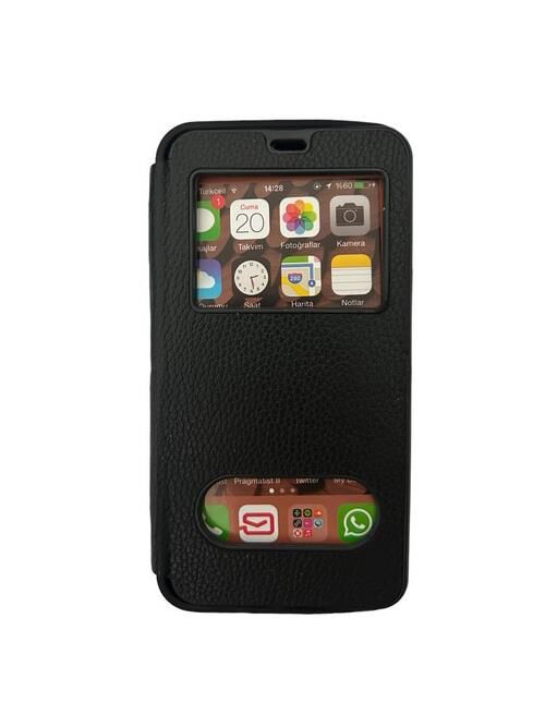 Jopus Galaxy J7 2016 ile Uyumlu Premium Kapaklı Kılıf Siyah