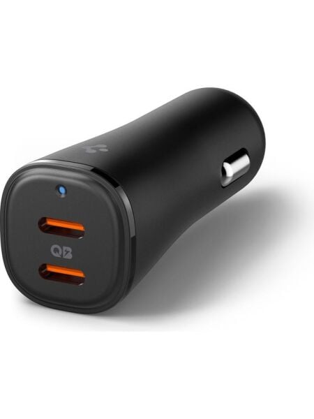 Spigen 50W USB-C 2 Port Araç içi Hızlı Şarj Aleti Samsung PPS Destekli Akım Korumalı Güç Adaptörü Çakmaklık iPhone & Android & iPad & MacBook Type-C PD 3.0 30W + 20W EV502 Black