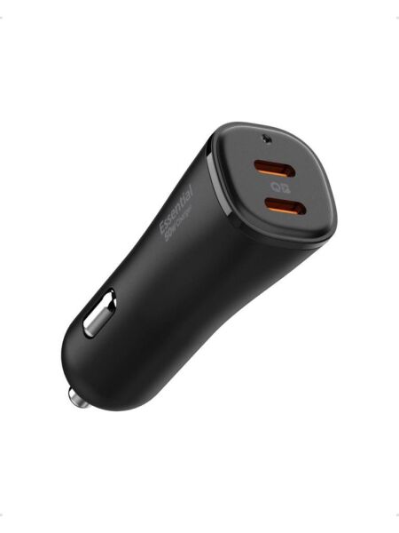Spigen 50W USB-C 2 Port Araç içi Hızlı Şarj Aleti Samsung PPS Destekli Akım Korumalı Güç Adaptörü Çakmaklık iPhone & Android & iPad & MacBook Type-C PD 3.0 30W + 20W EV502 Black
