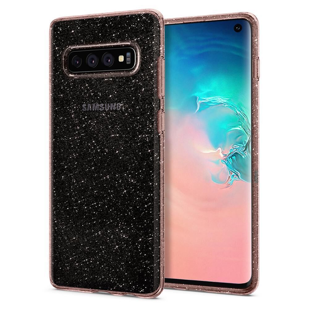 Spigen Galaxy S10 ile Uyumlu Kılıf Liquid Crystal Glitter Rose Quartz