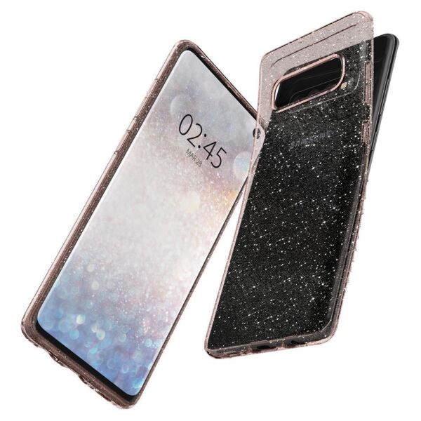 Spigen Galaxy S10 ile Uyumlu Kılıf Liquid Crystal Glitter Rose Quartz