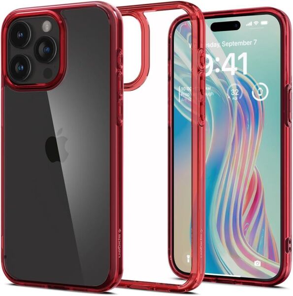 Spigen iPhone 15 Pro ile Uyumlu Kılıf Ultra Hybrid Deep Red