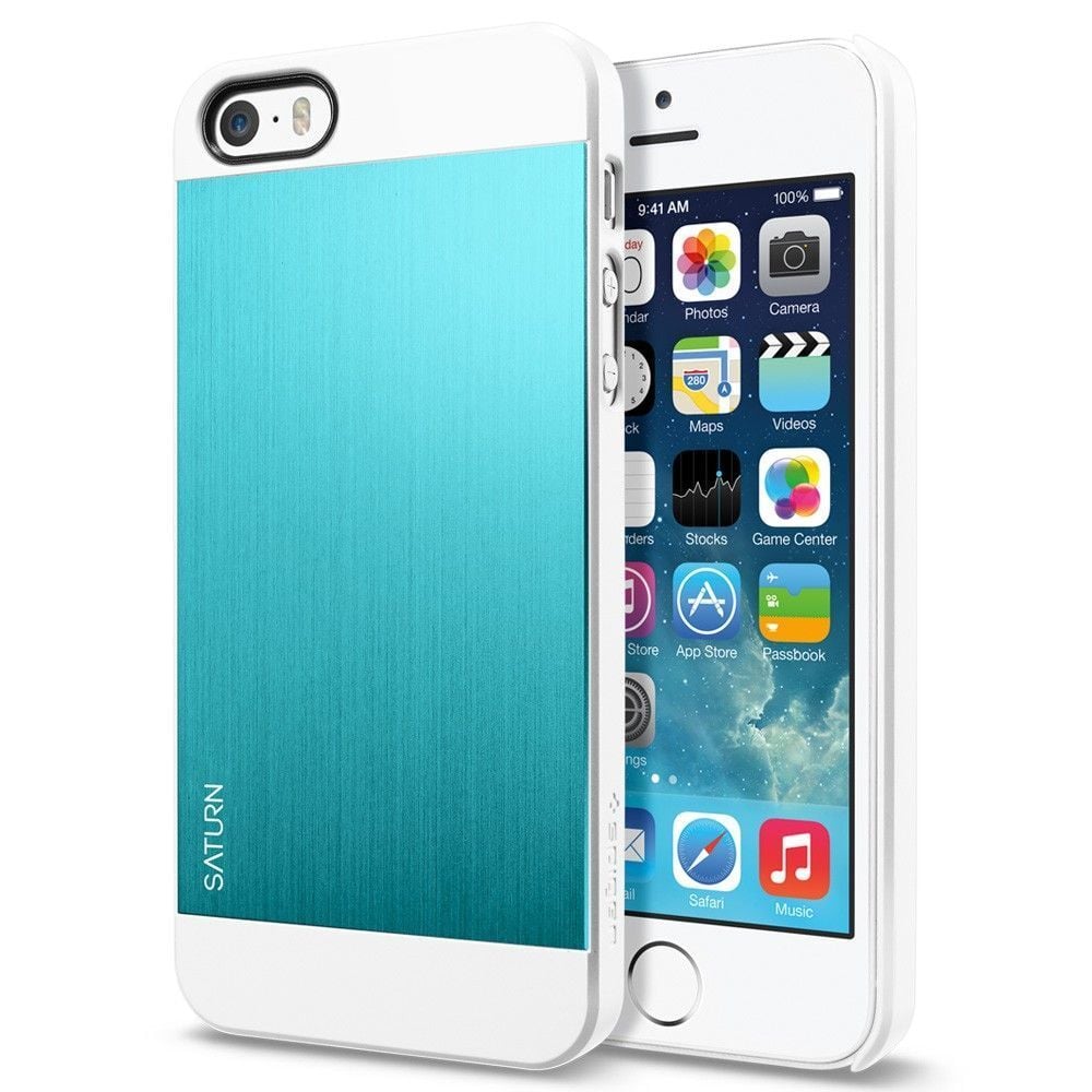 Spigen iPhone 5/5s Kılıf ile Uyumlu Saturn Taşlanmış Alüminyum Arka Panel Metal Teal