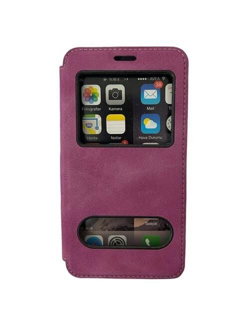 Jopus Galaxy J7 Duo ile Uyumlu Premium Kapaklı Kılıf Mor