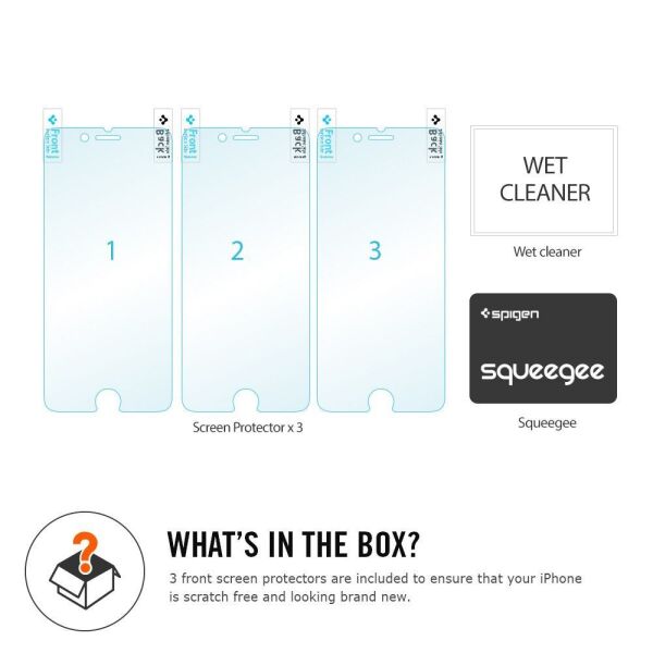 Spigen iPhone 6 Plus/6s Plus ile Uyumlu Ekran Koruyucu Crystal 3 Adet