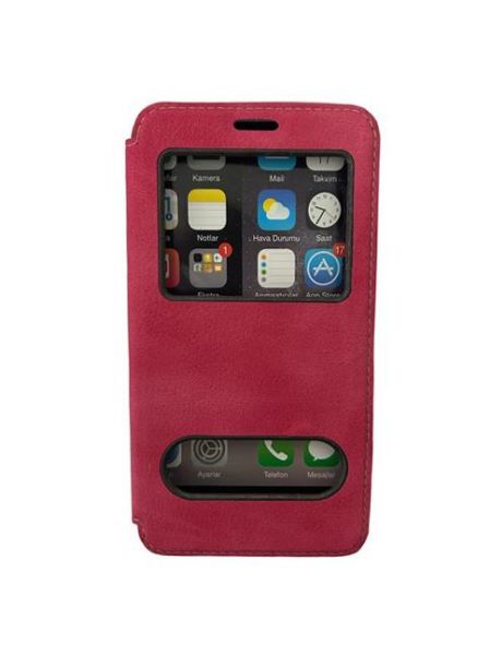 Jopus Galaxy J7 Duo ile Uyumlu Premium Kapaklı Kılıf Pembe