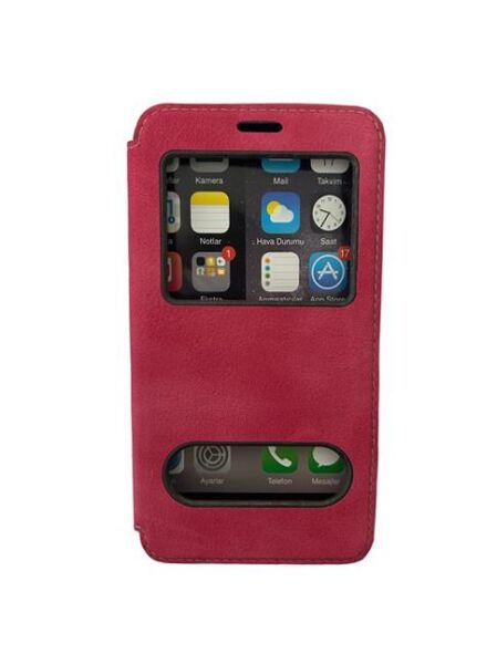 Jopus Galaxy J7 Duo ile Uyumlu Premium Kapaklı Kılıf Pembe