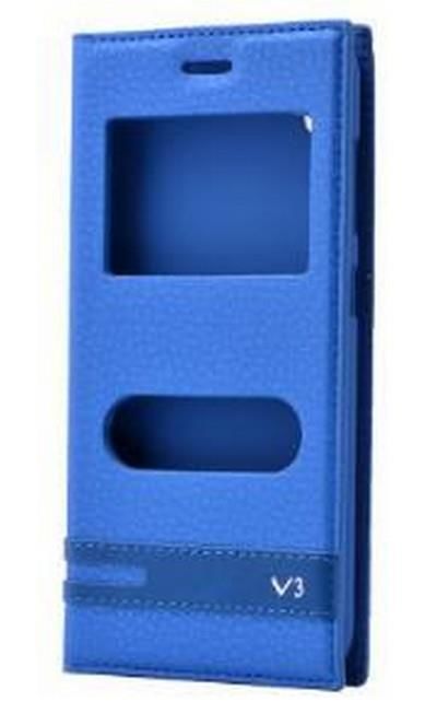 Zore Venüs V3 5040 ile Uyumlu Elite Serisi Pencereli Kapaklı Kılıf Mavi