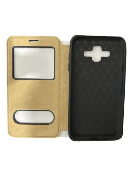 Jopus Galaxy J7 Duo ile Uyumlu Premium Kapaklı Kılıf Gold