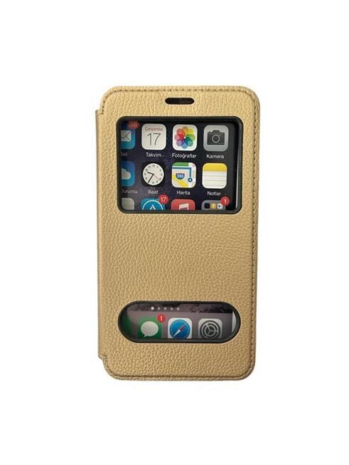 Jopus Galaxy J7 Duo ile Uyumlu Premium Kapaklı Kılıf Gold