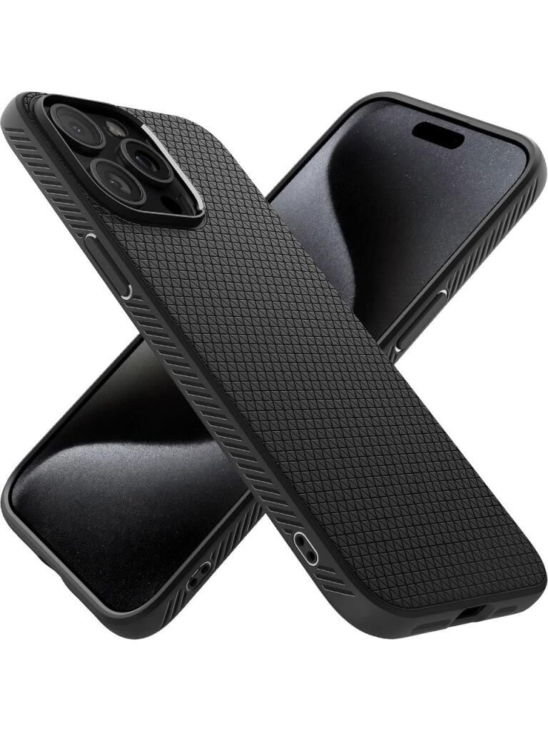 Spigen iPhone 15 Pro ile Uyumlu Kılıf Liquid Air Matte Black