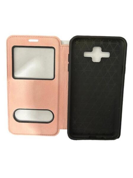 Jopus Galaxy J7 Duo ile Uyumlu Premium Kapaklı Kılıf Açık Pembe