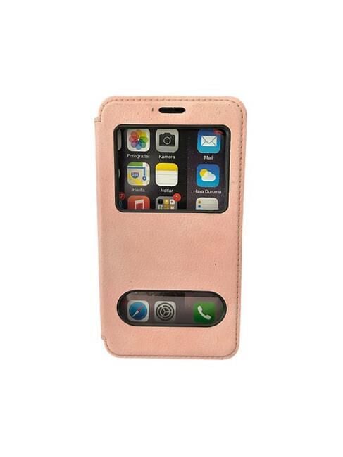 Jopus Galaxy J7 Duo ile Uyumlu Premium Kapaklı Kılıf Açık Pembe