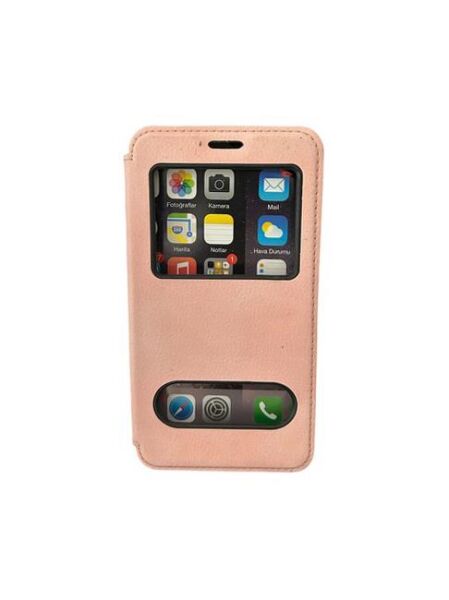 Jopus Galaxy J7 Duo ile Uyumlu Premium Kapaklı Kılıf Açık Pembe