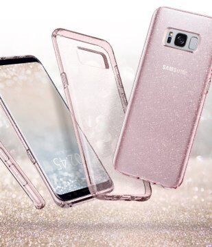 Spigen Galaxy S8 ile Uyumlu Kılıf Liquid Crystal Glitter Rose Quartz