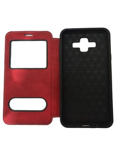 Jopus Galaxy J7 Duo ile Uyumlu Premium Kapaklı Kılıf Açık Kırmızı
