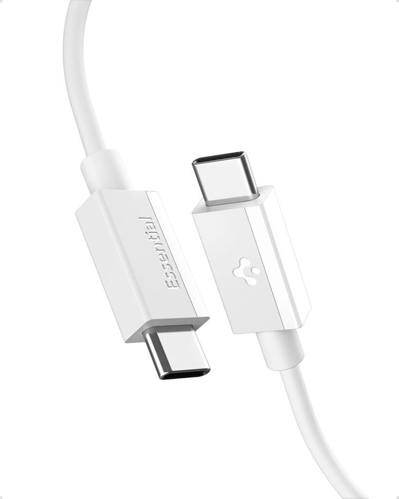 Spigen USB-C to USB-C 2 Metre Kablo 60W Güç / PPS 2.0 Super Hızlı Şarj / 480 Mbps Data Aktarım Hızı Type-C Ekstra Dayanıklı White
